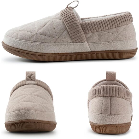 Women's Closed Back Knit Cuff Warm Lining Tan Memory Foam Sole Slippers Boot - Picture 2 of 6